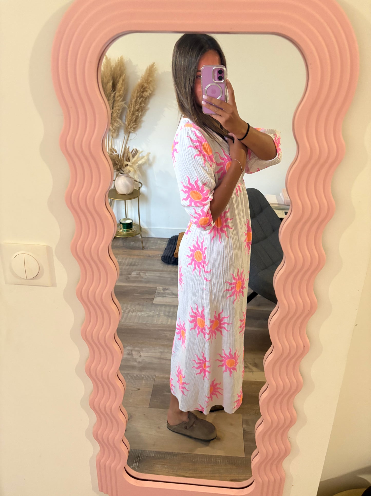 Robe Soleil longue imprimée en gaze de coton,8272-2