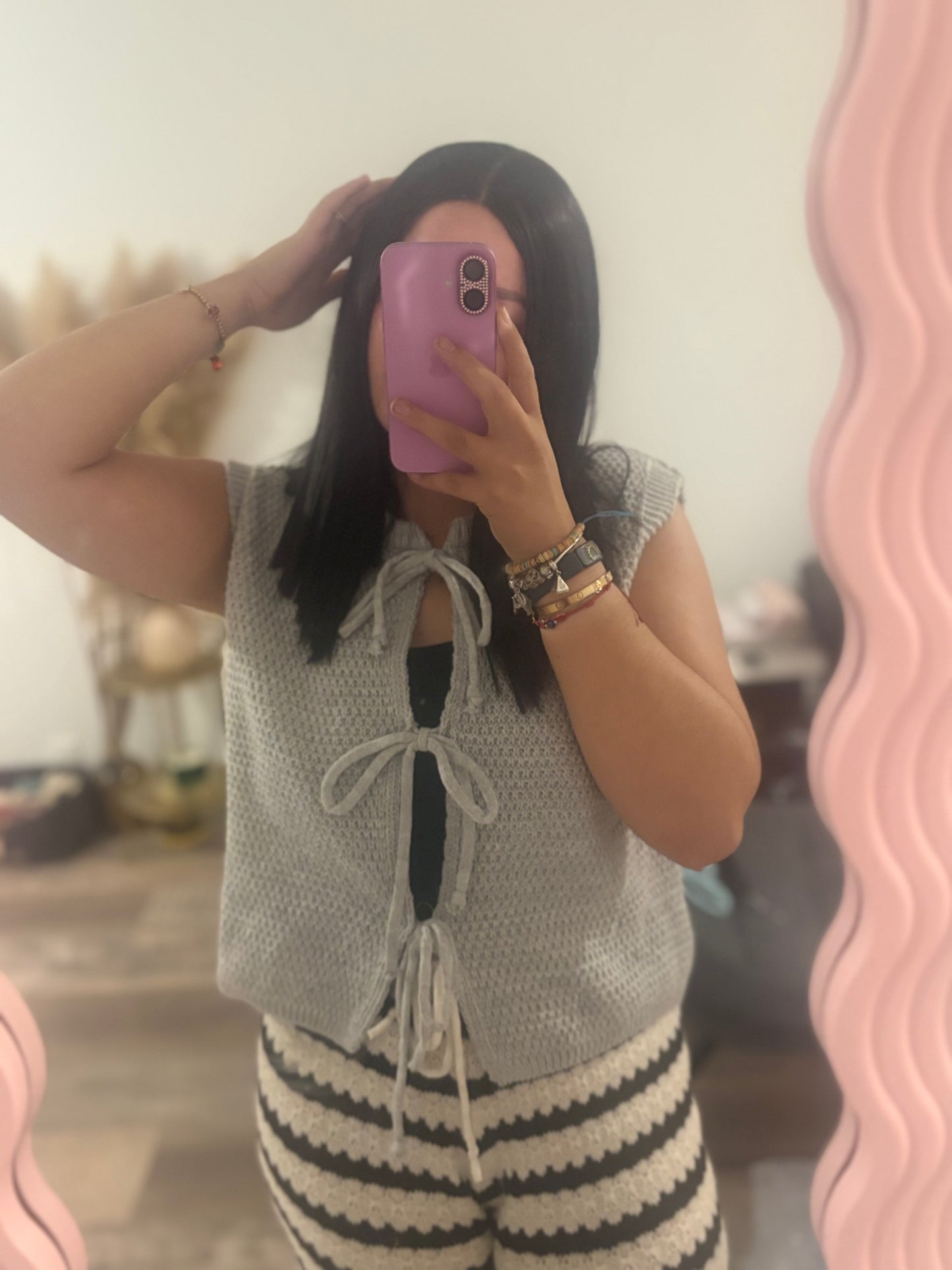 🌸Gilet à Noeud GRIS🌸