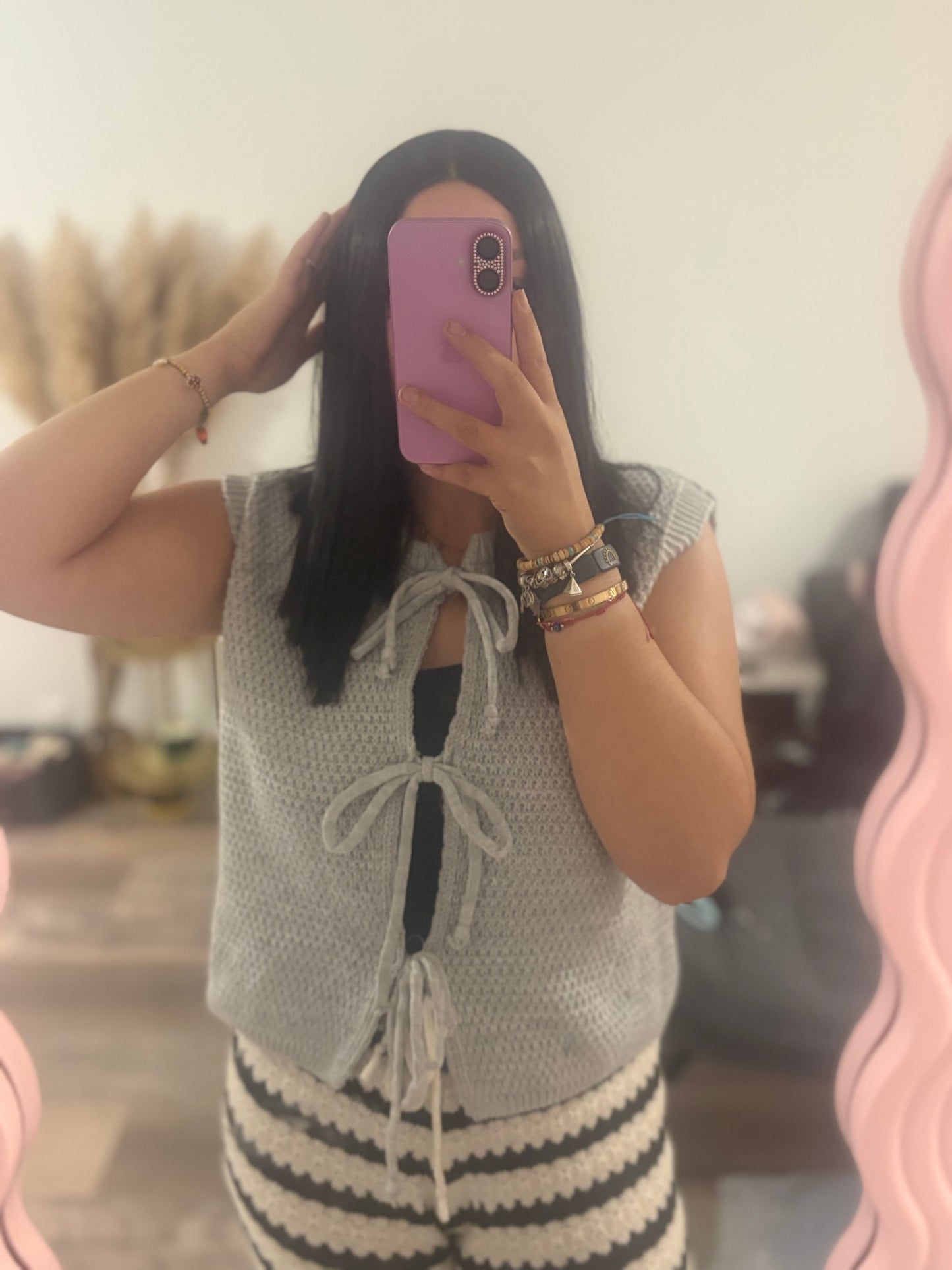 🌸Gilet à Noeud GRIS🌸