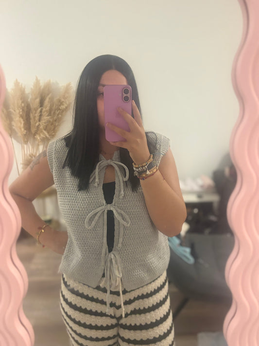 🌸Gilet à Noeud GRIS🌸