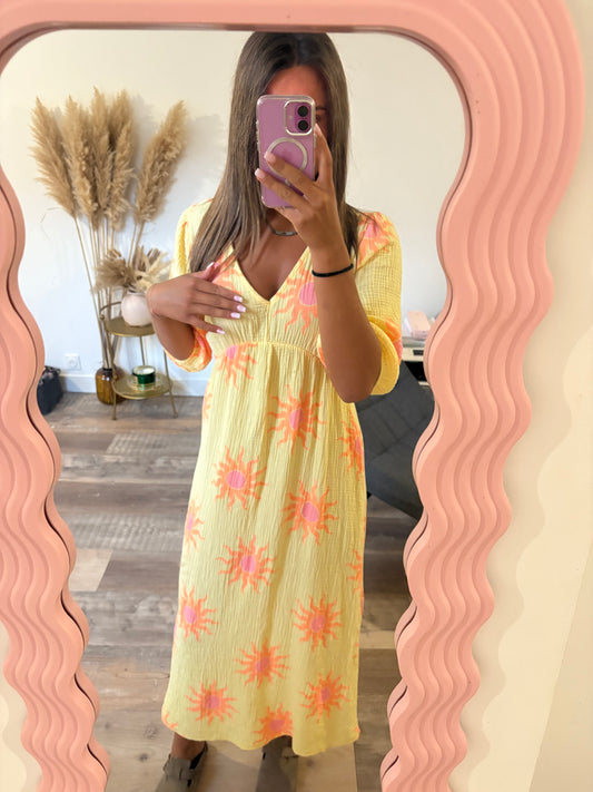 Robe Soleil longue imprimée en gaze de coton,8272-2