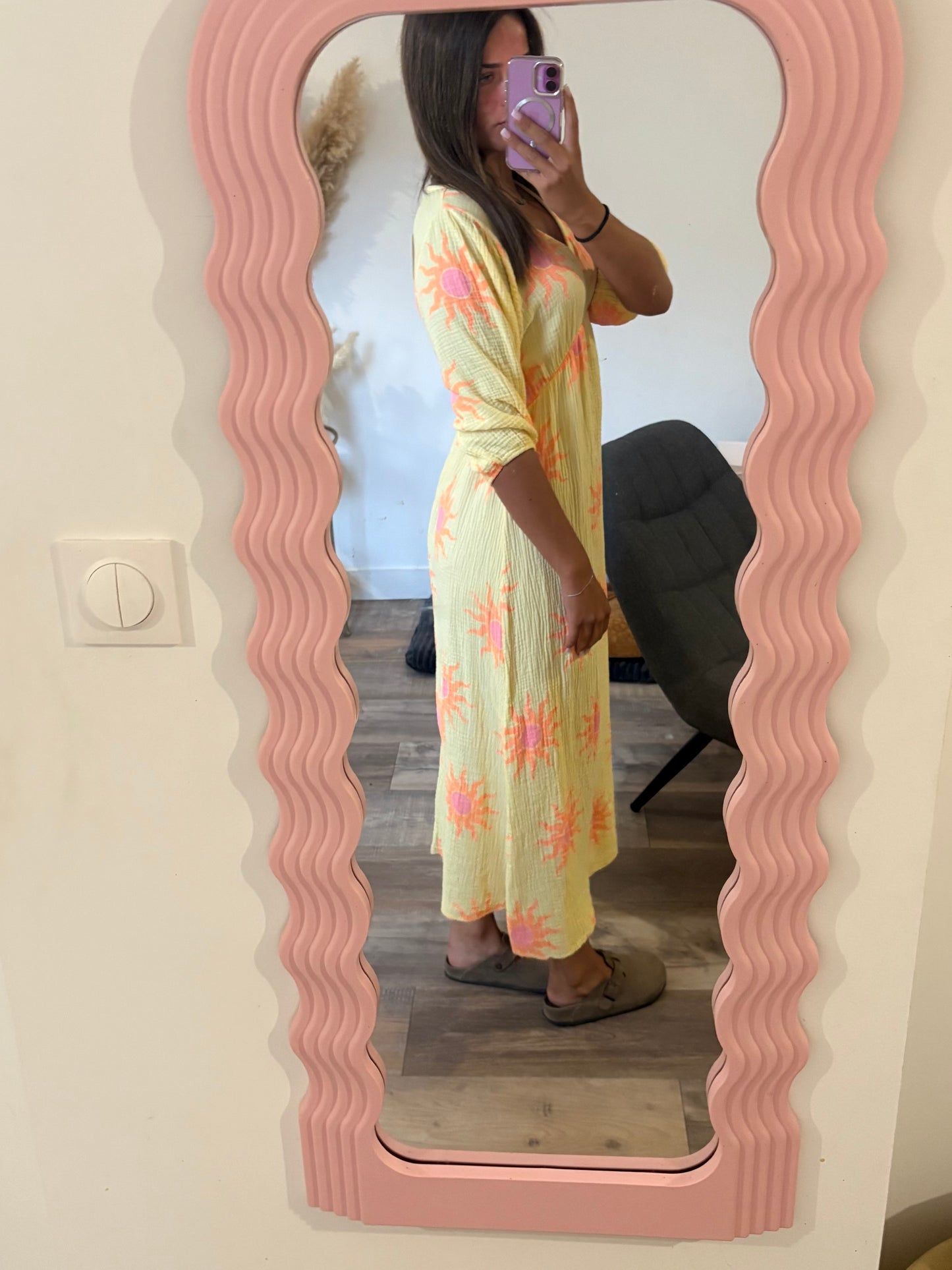 Robe Soleil longue imprimée en gaze de coton,8272-2