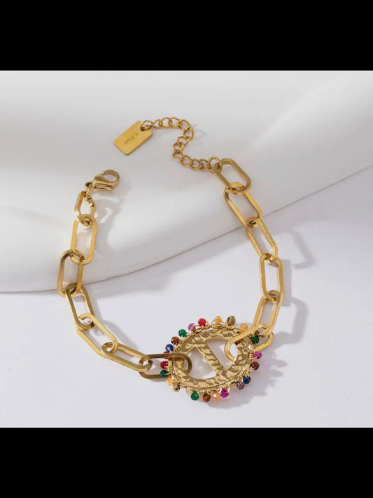 Bracelet chaîne simple avec bijoux ovale, Daphné